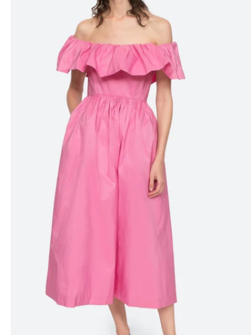 Sea New York DIANA Taffeta Pink Off the Shoulder Midi Dress With Tags Size 0